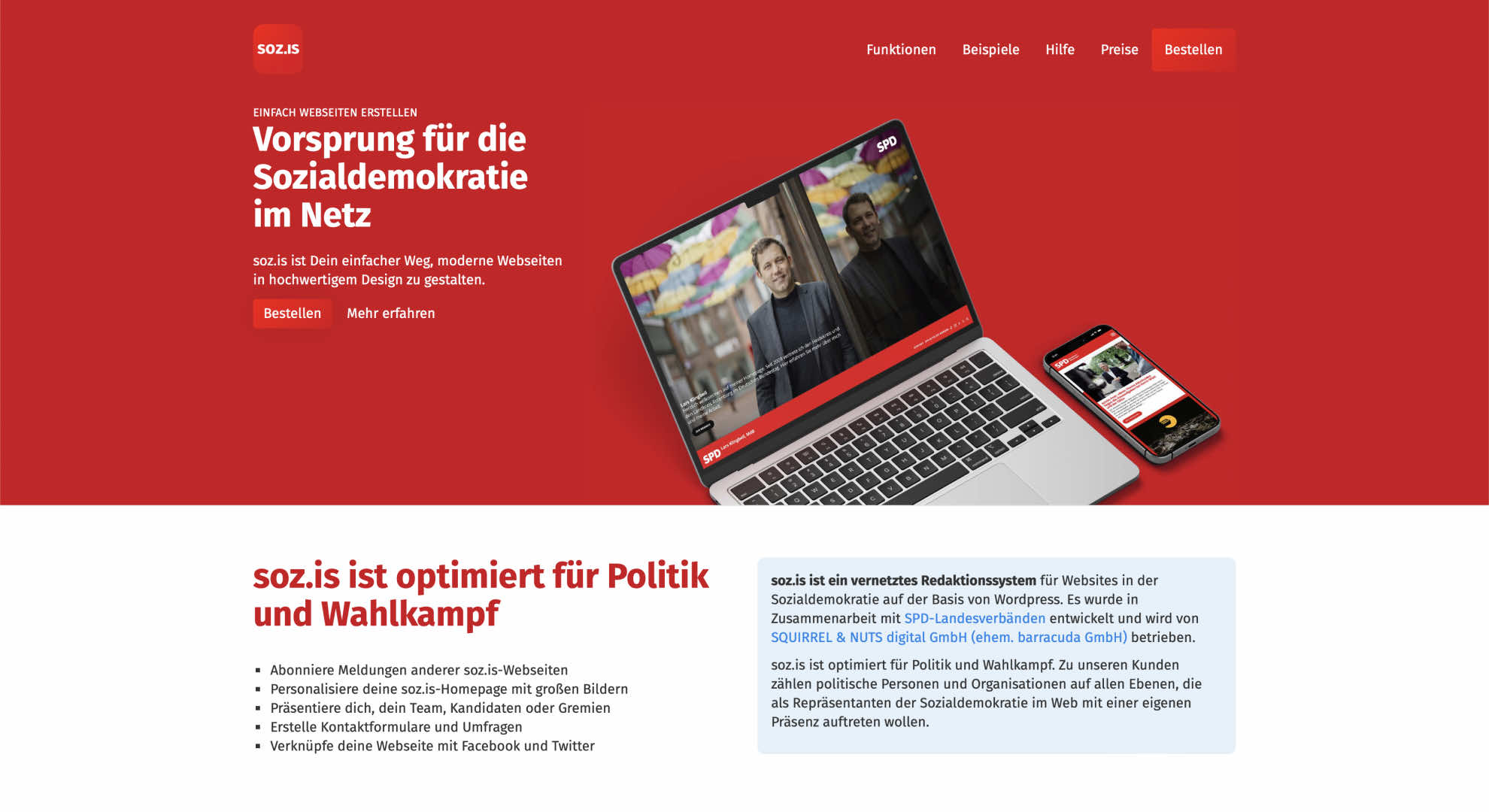 Screenshot der Webseite von soz.is